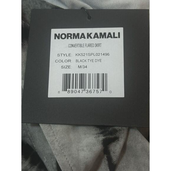 Norma Kamali Convertible Flared Skirt Dress M Black Tie Dye Off Shoulder Bandeau - Picture 9 of 16